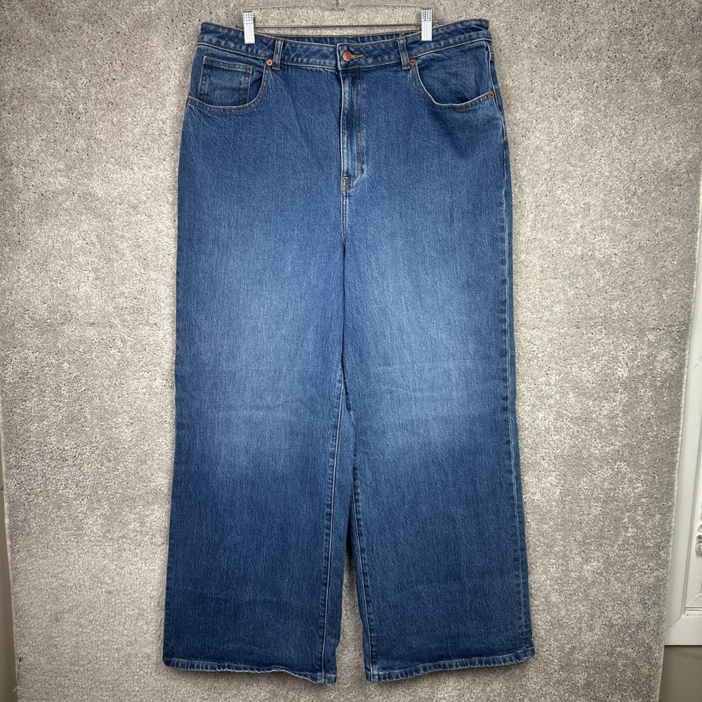 Pink Victoria's Secret Jeans Size 18 Blue Wide Leg High Riseโ Denim Stretch